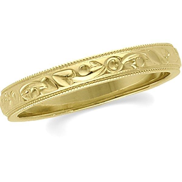 14k Yellow Gold 4mm Fancy Wedding Band