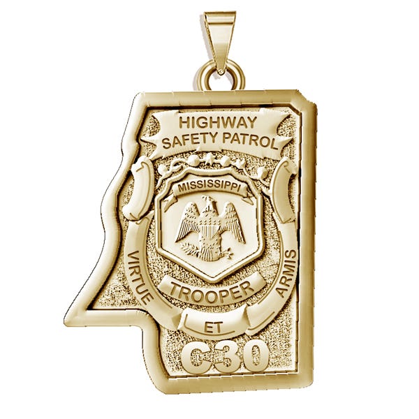 Personalized Mississippi Trooper Police Badge, with Rank and Number