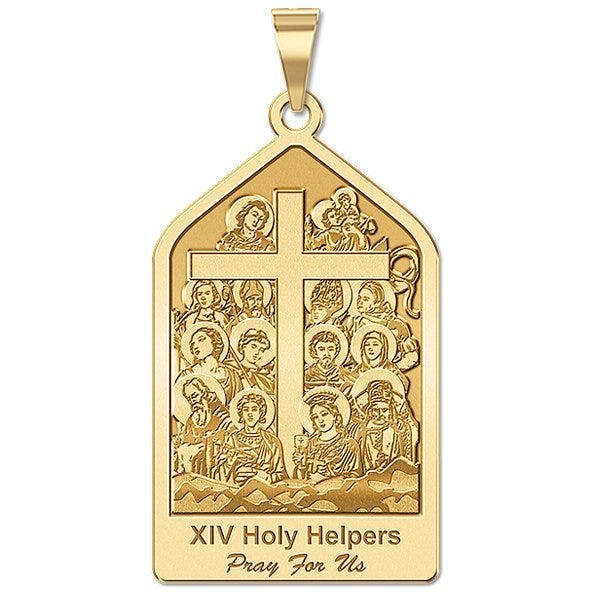 The 14 Holy Helpers Pentagon Shaped Religious Medal