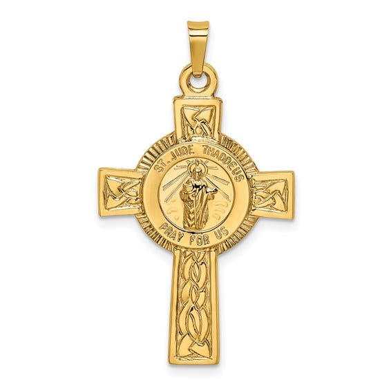 14K Gold Saint Jude Religious Cross