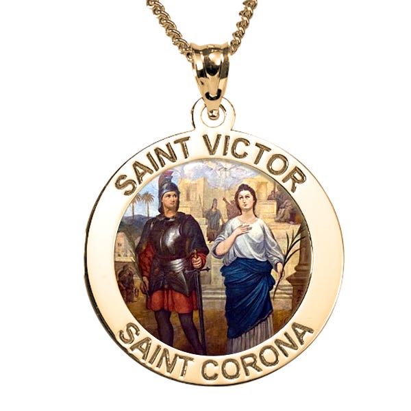 Saint Victor and Saint Corona Color Religious Medal "EXCLUSIVE"