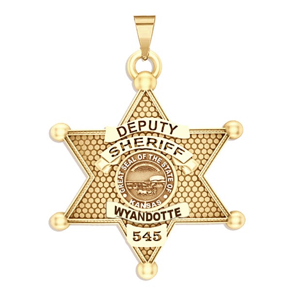 Personalized 7-Point Star Kansas Sheriff Badge with your Dept, Rank and Number