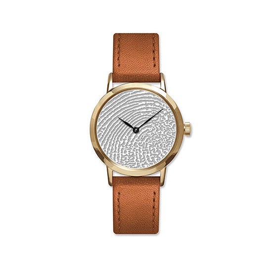 Custom Swiss QuartzLine Fingerprint Leather Band Watch