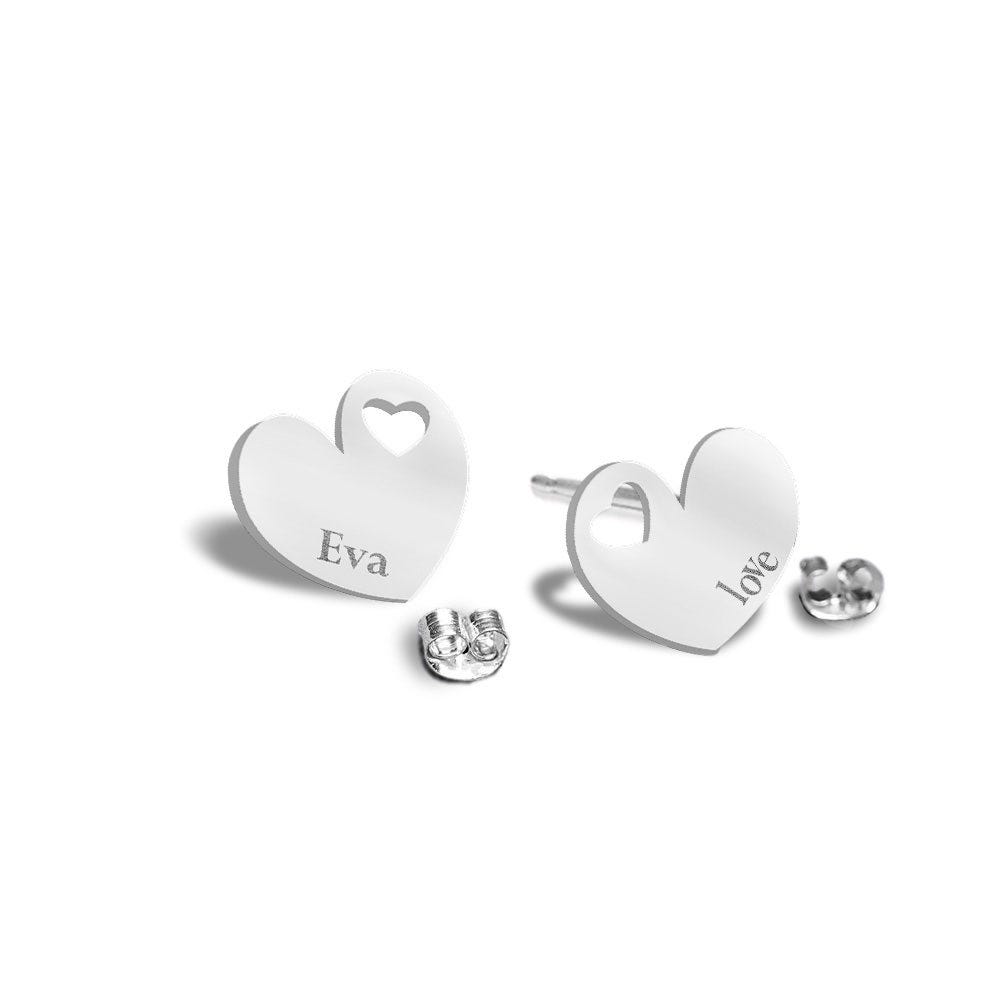 Personalized Dainty Minimal Heart Shaped Cut-Out Earrings