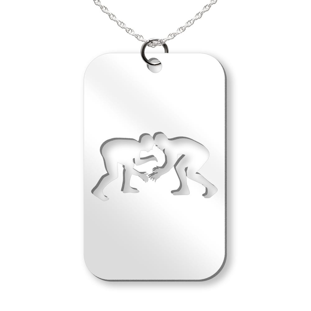 Wrestling Cut-out Rectangle Pendant