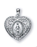 Sterling Silver Miraculous Medal w/ Cubic Zirconias