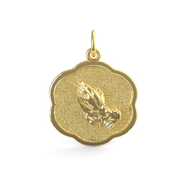 Praying Hands Scalloped Disc Charm