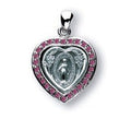 Sterling Silver Miraculous Medal w/ Pink Cubic Zirconias