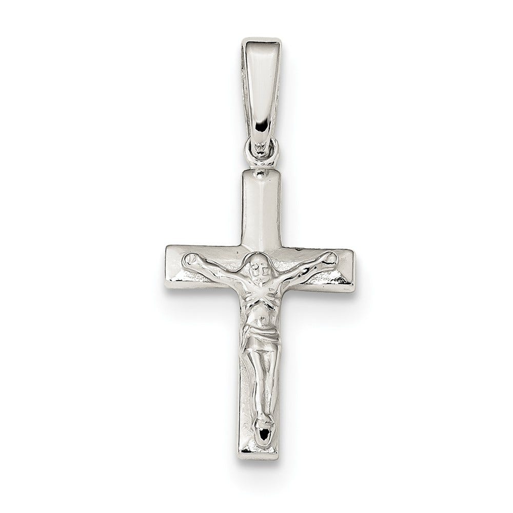 Sterling Silver Polished & Textured Crucifix Pendant