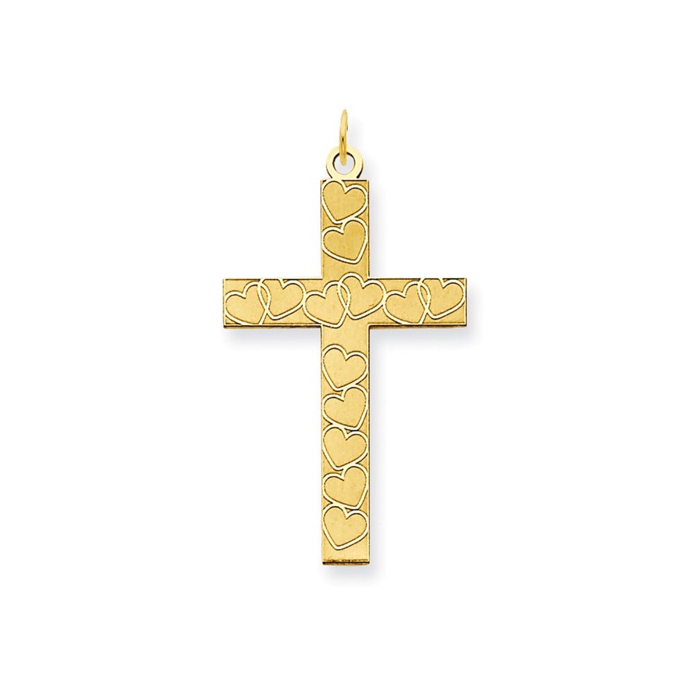 14K Laser Designed Cross Pendant