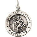 14K White Gold Saint Christopher Religious Medal