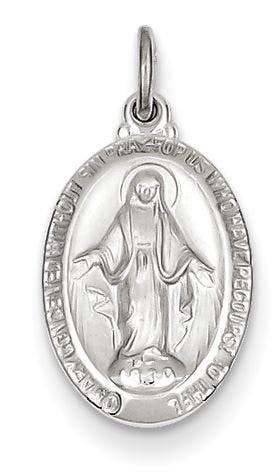 Miraculous Medal Polished Oval Pendant Charm