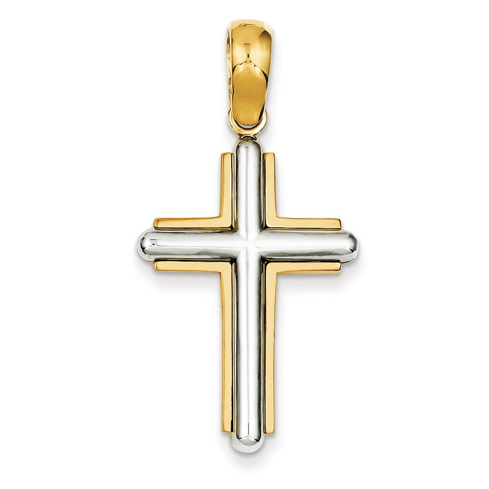 14k Two-tone Cross Pendant