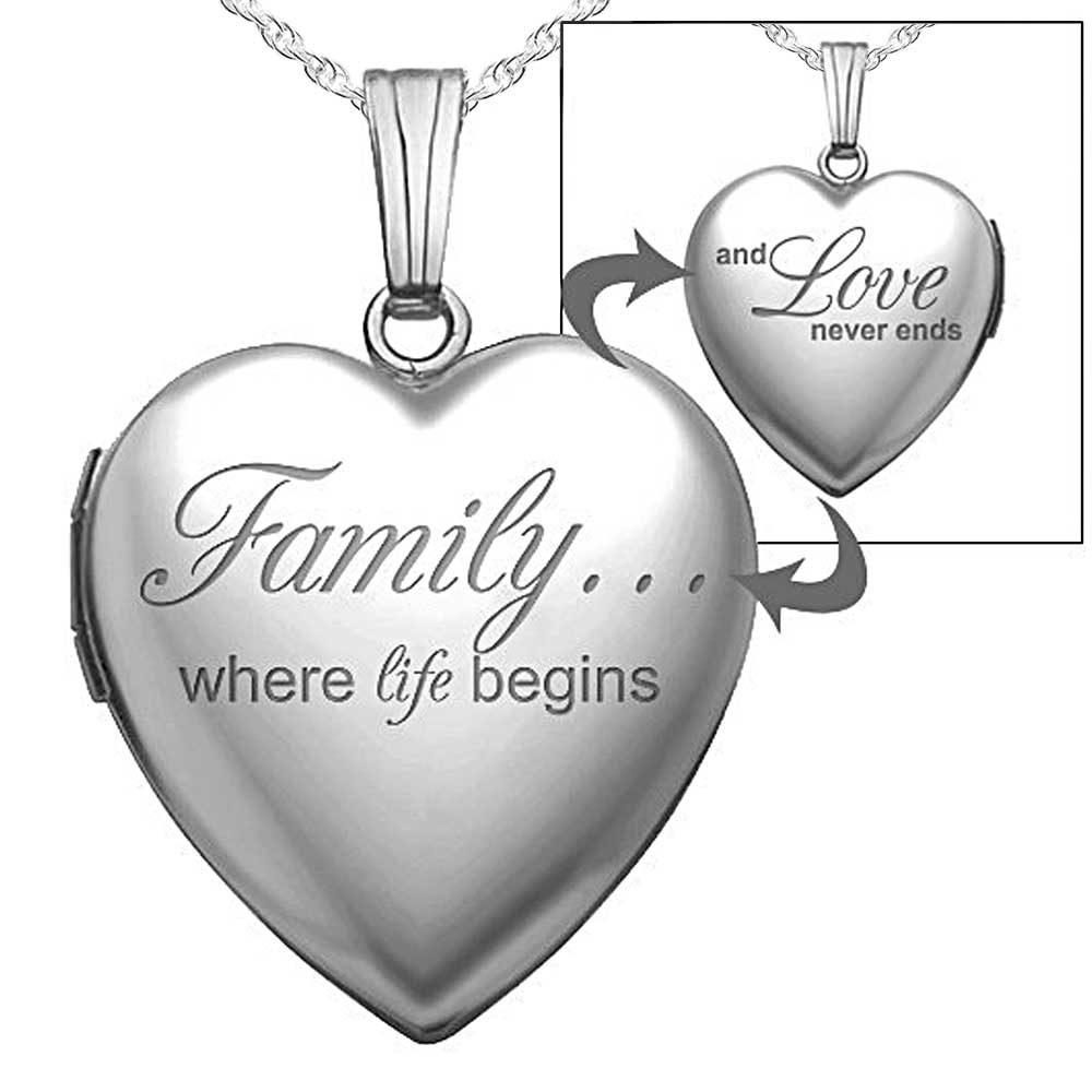 Silver "Family Love" Heart Photo Locket