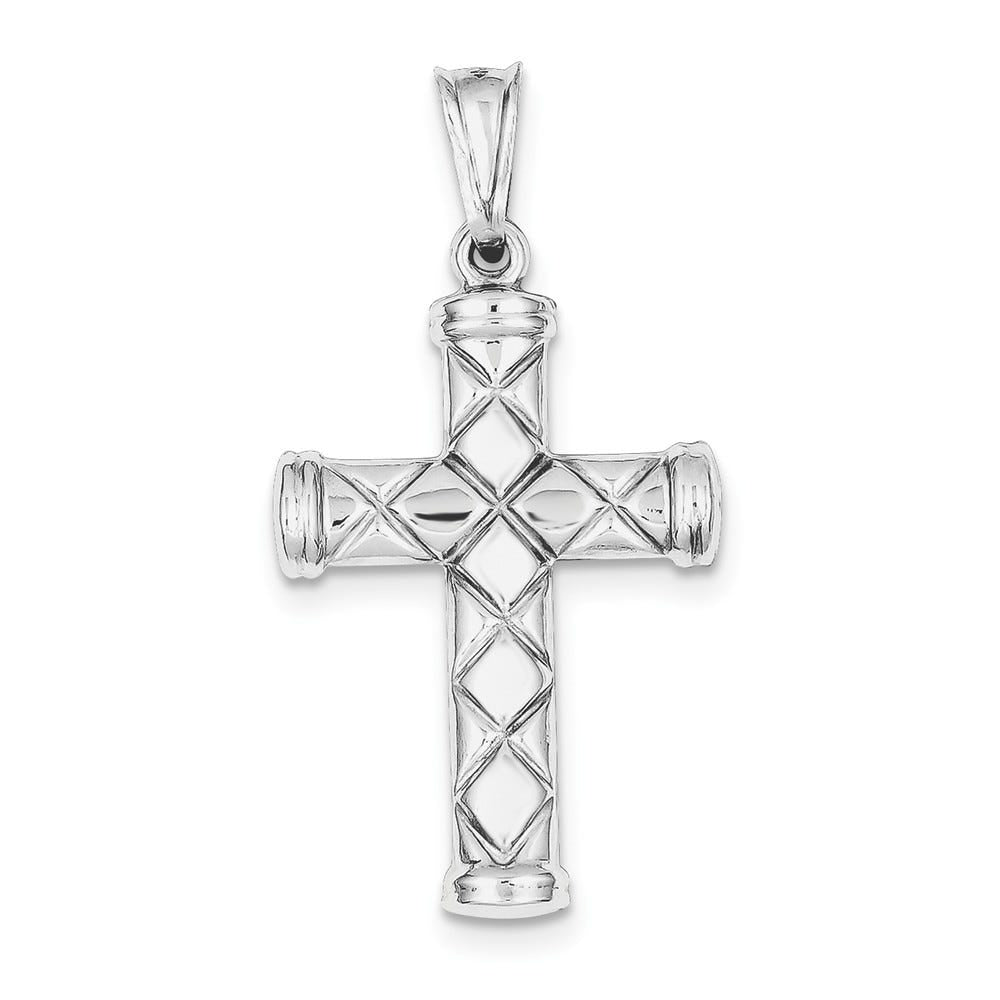 Sterling Silver Rhodium-plated Hollow Latin Cross Pendant