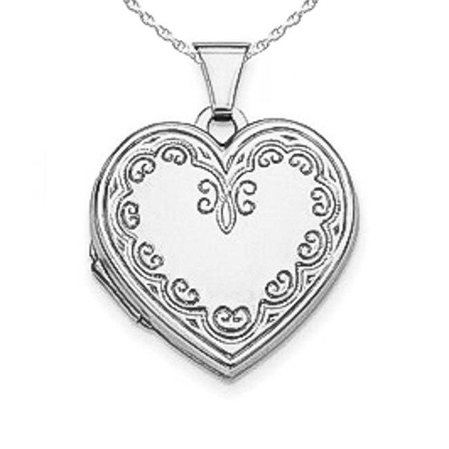 Silver Floral Heart Photo Locket