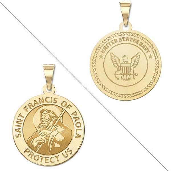 Saint Francis of Paola DoubleSided Navy Medal