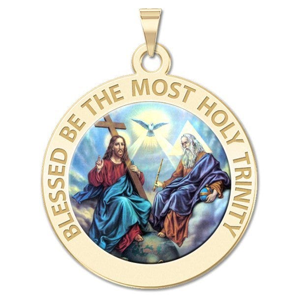 Holy Trinity Round Religious Medal " Color"