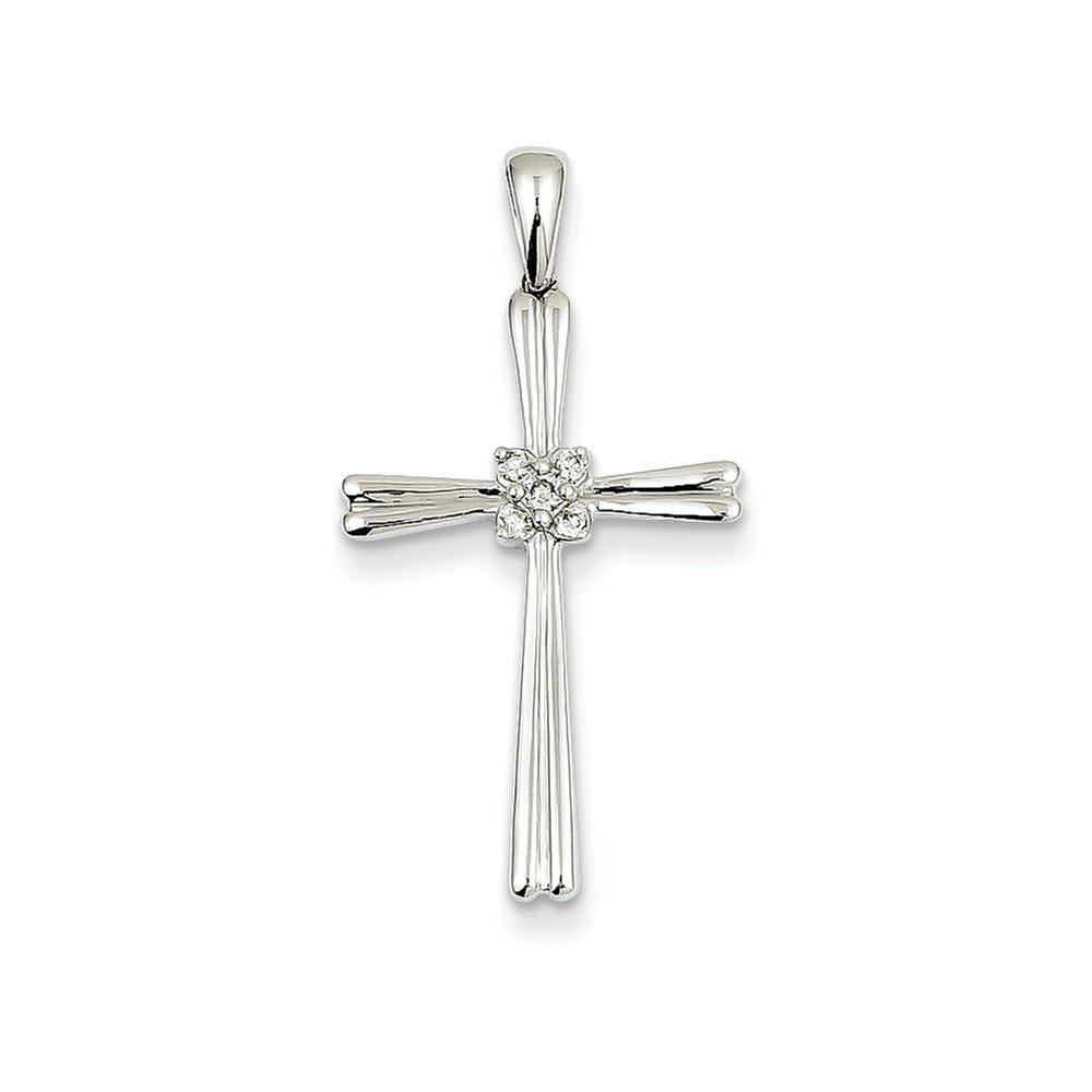 14k White Gold Diamond Cross Pendant