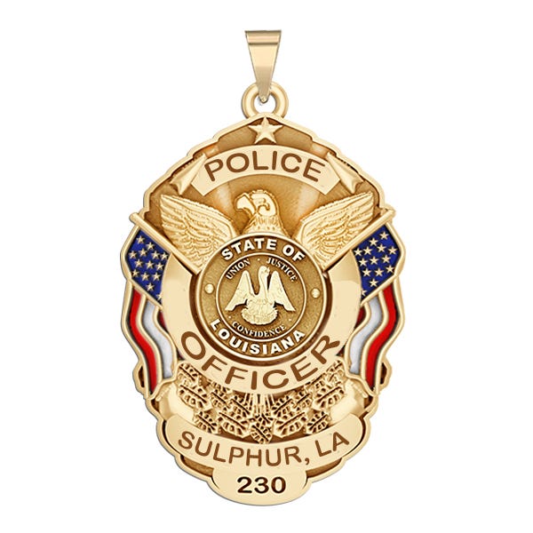 Personalized Sulphur Louisiana Police Badge with Your Rank, Number & Department