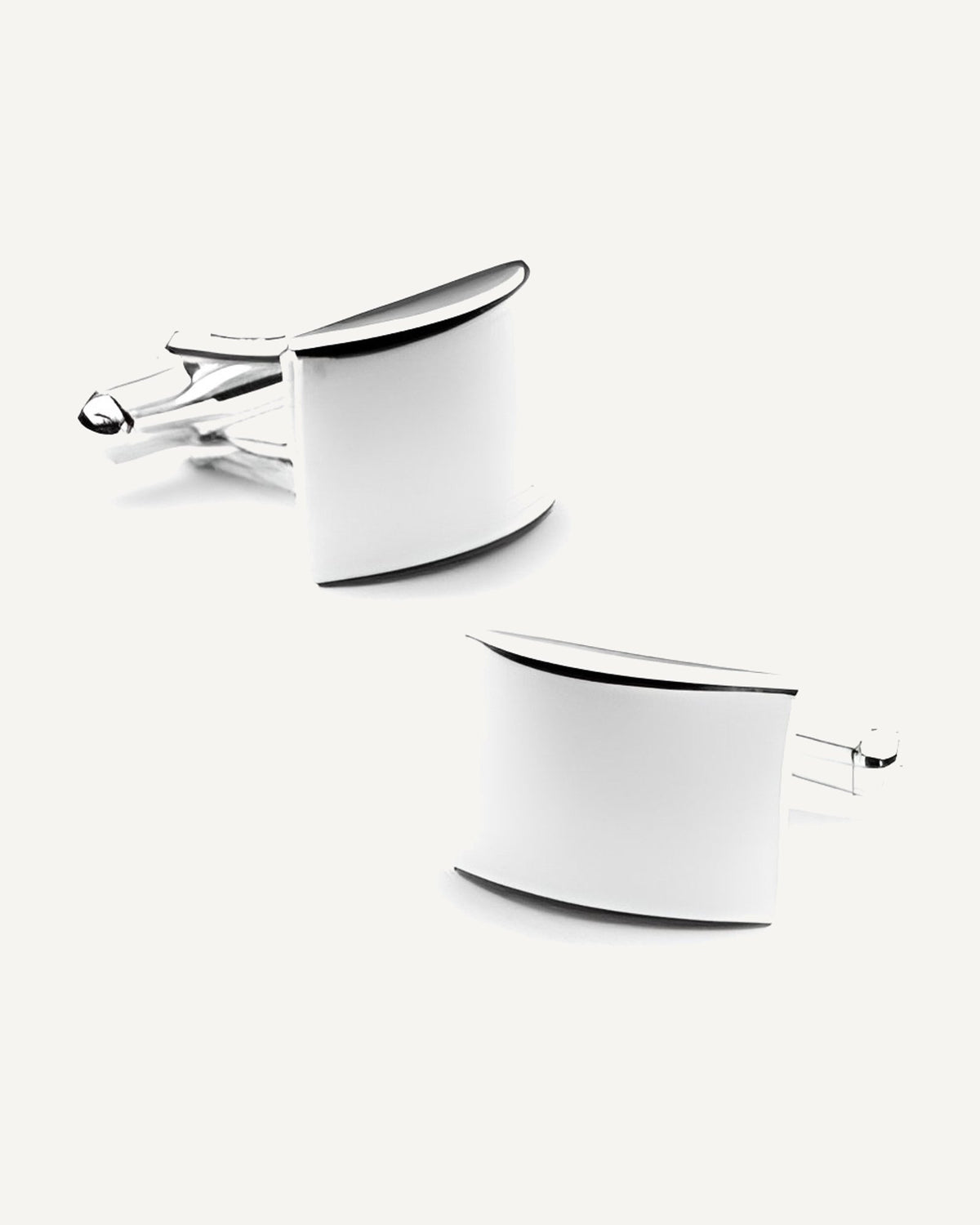 Engravable Sterling Silver Curved Cufflinks - Sterling Silver Cufflinks