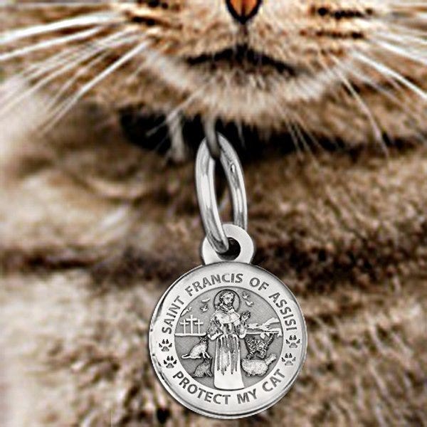 Saint Francis of Assisi " Protect My Cat " Round  Picture Locket