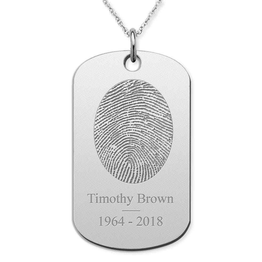 Stainless Steel Custom Fingerprint Dog Tag Pendant