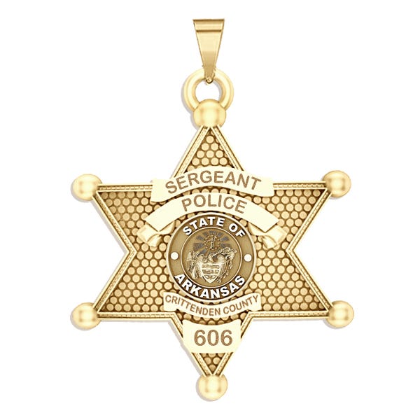 Personalized 6-Point Star Arkansas Sheriff Badge with Rank, Number & Dept.