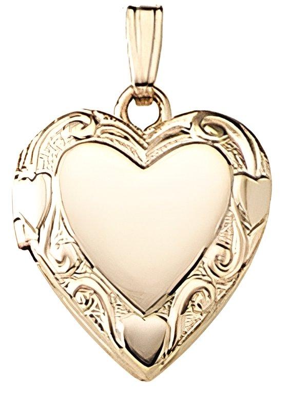 Solid 14K Yellow Gold Small Heart Photo Locket