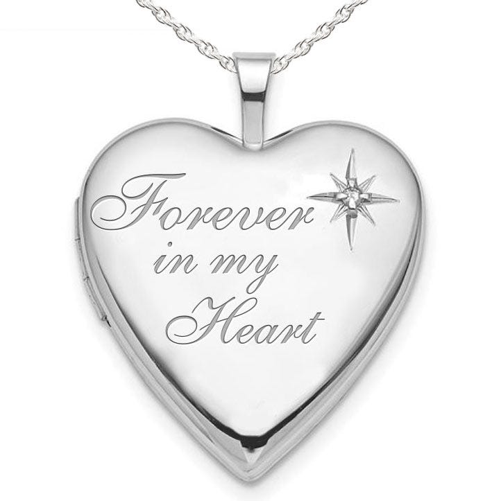 Silver Diamond Forever In My Heart Heart Photo Locket