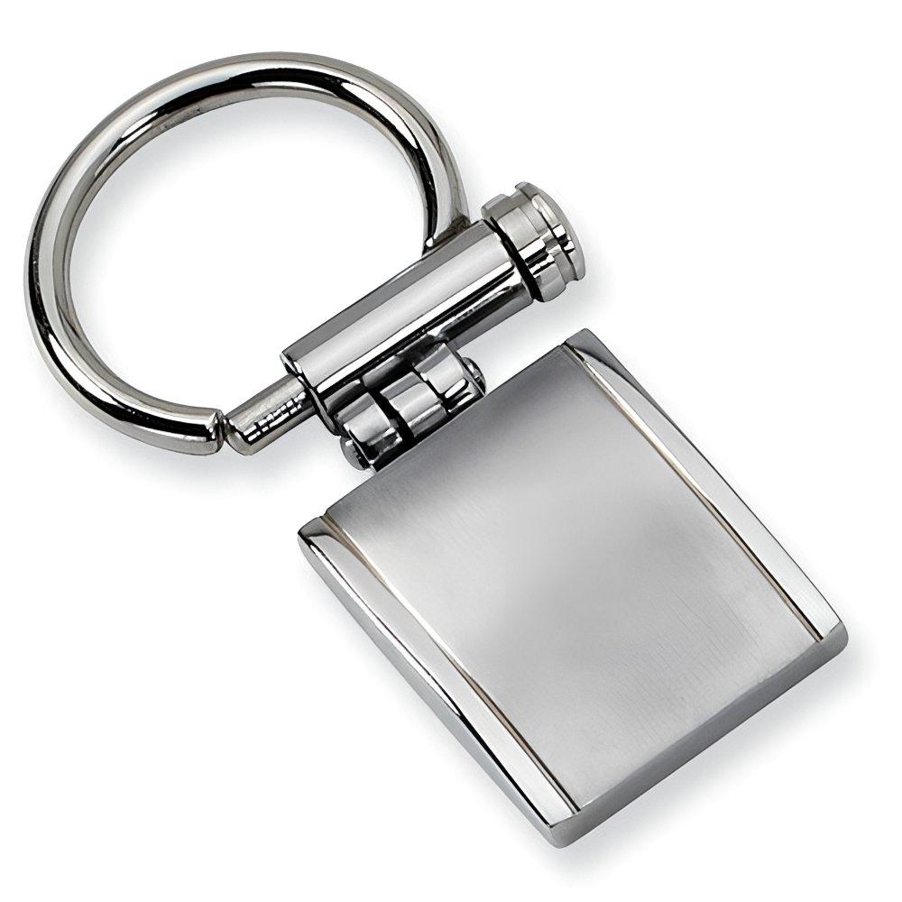 Engravable Stainless Steel Keychain - Stainless Steel - 3/4 Inch Wide x 1 Inch Tall