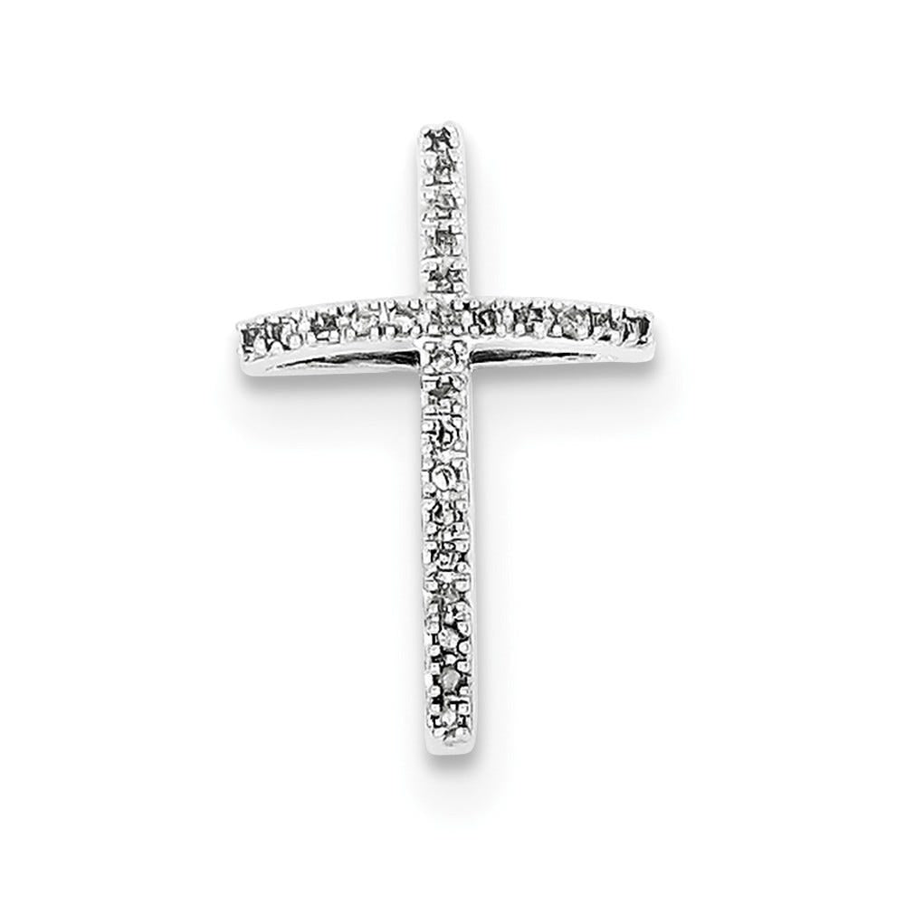 Sterling Silver Rhodium-plated Diamond Cross Pendant