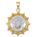 Saint Christopher Two-Tone Sun Border Religious Medals