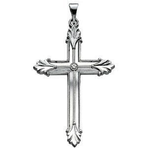 14K White Gold Ornate-Ends Cross Pendant