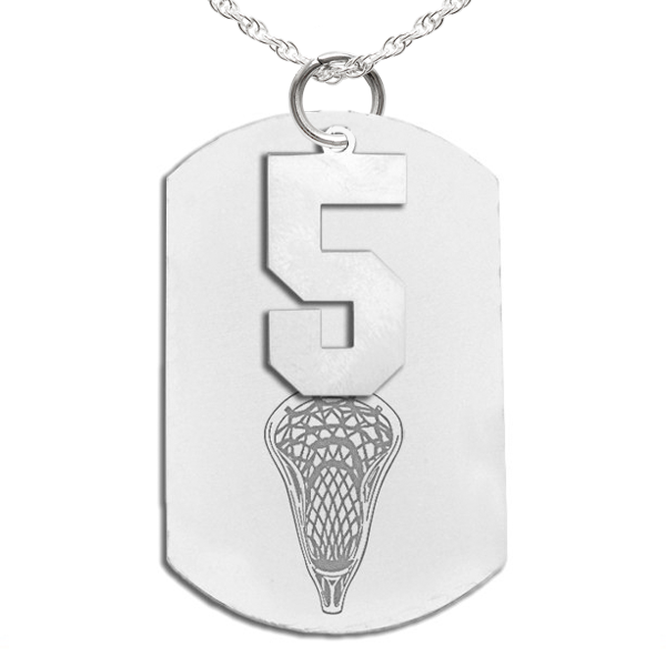 Lacrosse Dog Tag with Number Pendant Swivel