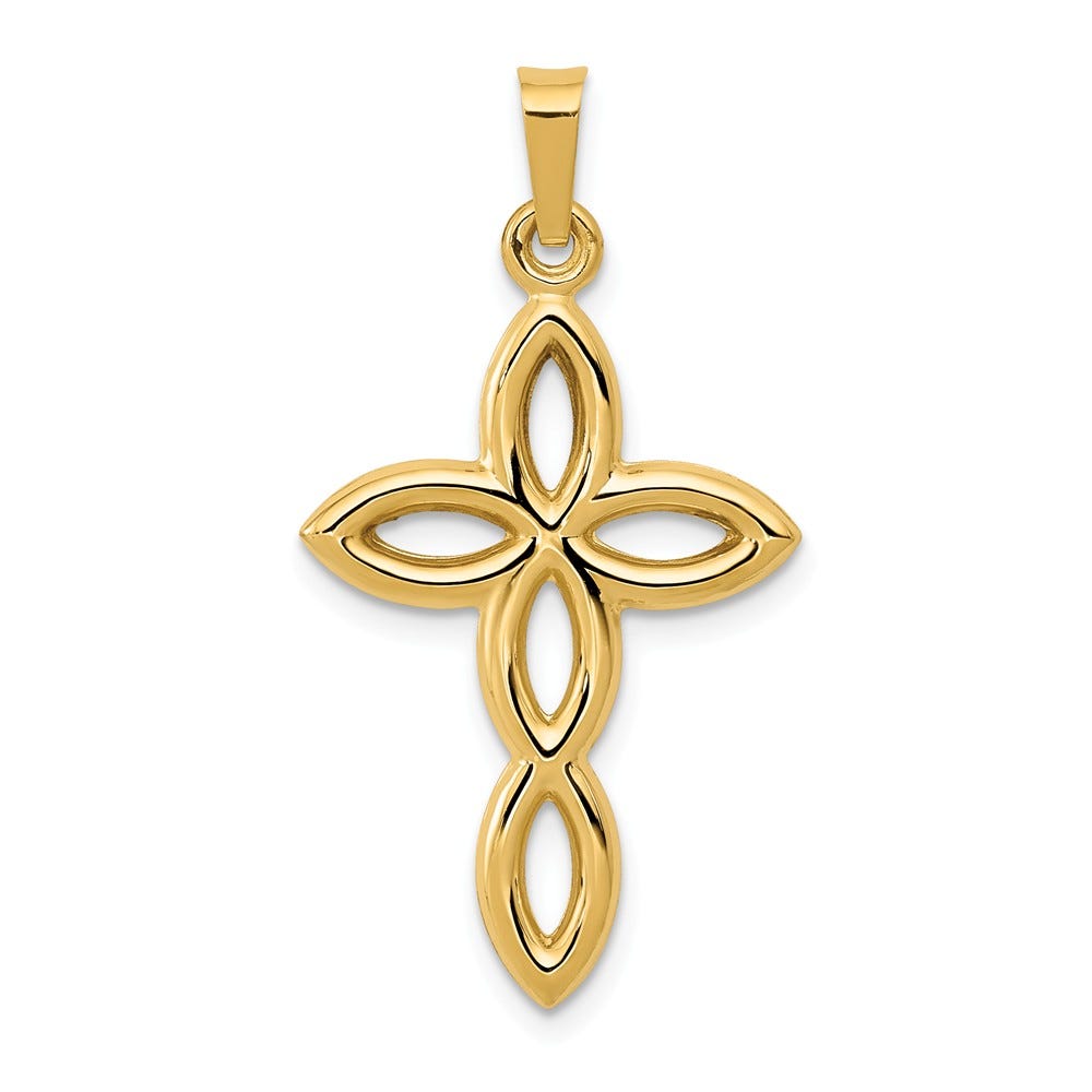 14k Polished Cut-out Passion Cross Pendant