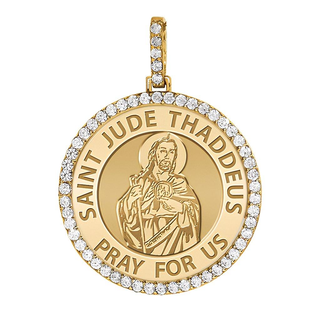 Large Saint Jude Diamond Round Religious Medal