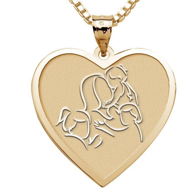 Mother with Three Daughters - Heart Pendant