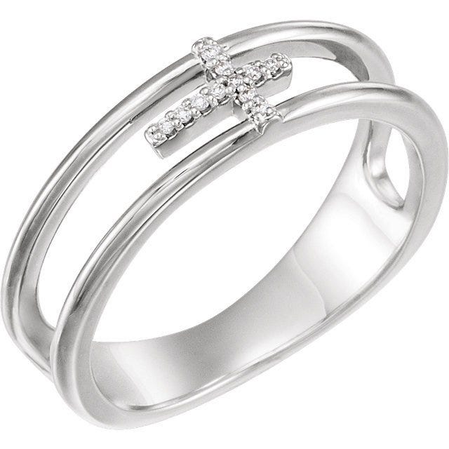 .03 CTW Diamond Negative Space Cross Ring