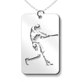 Baseball Swing Cut-out Rectangle Pendant