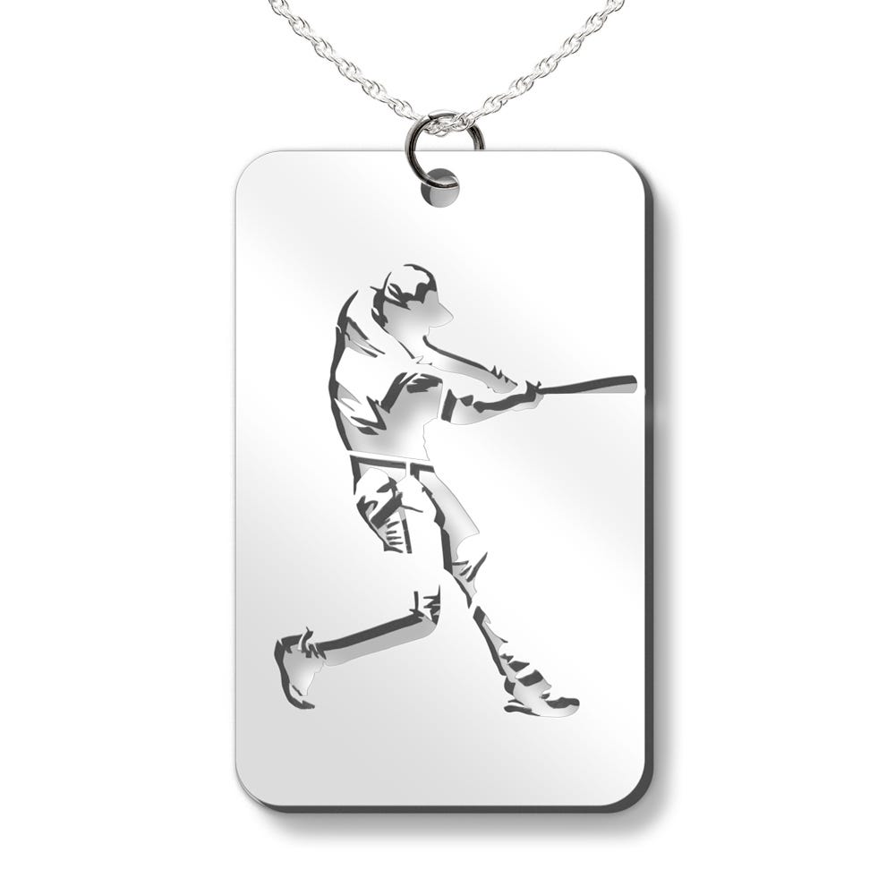 Baseball Swing Cut-out Rectangle Pendant
