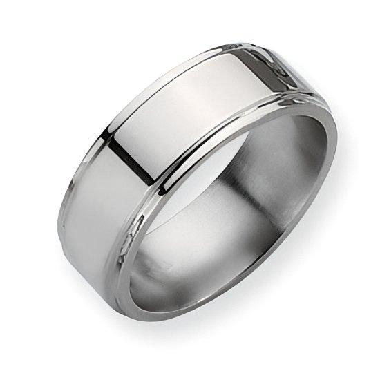 Titanium Ridged-Edge 8mm Polished Wedding Band