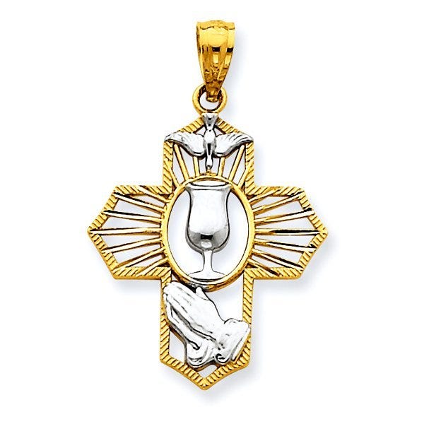 14k Two-Tone Communion Cross Pendant