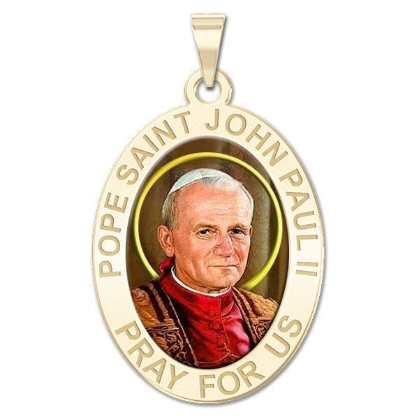 Pope Saint John Paul II Oval Religious Color Medal