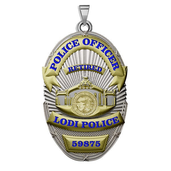 Personalized Lodi California Police Badge with Your Rank and Number