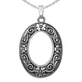 Silver "Antique" Oval Photo Locket