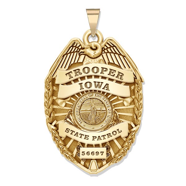 Personalized Iowa Trooper Police Badge with Your Rank, Department and Number