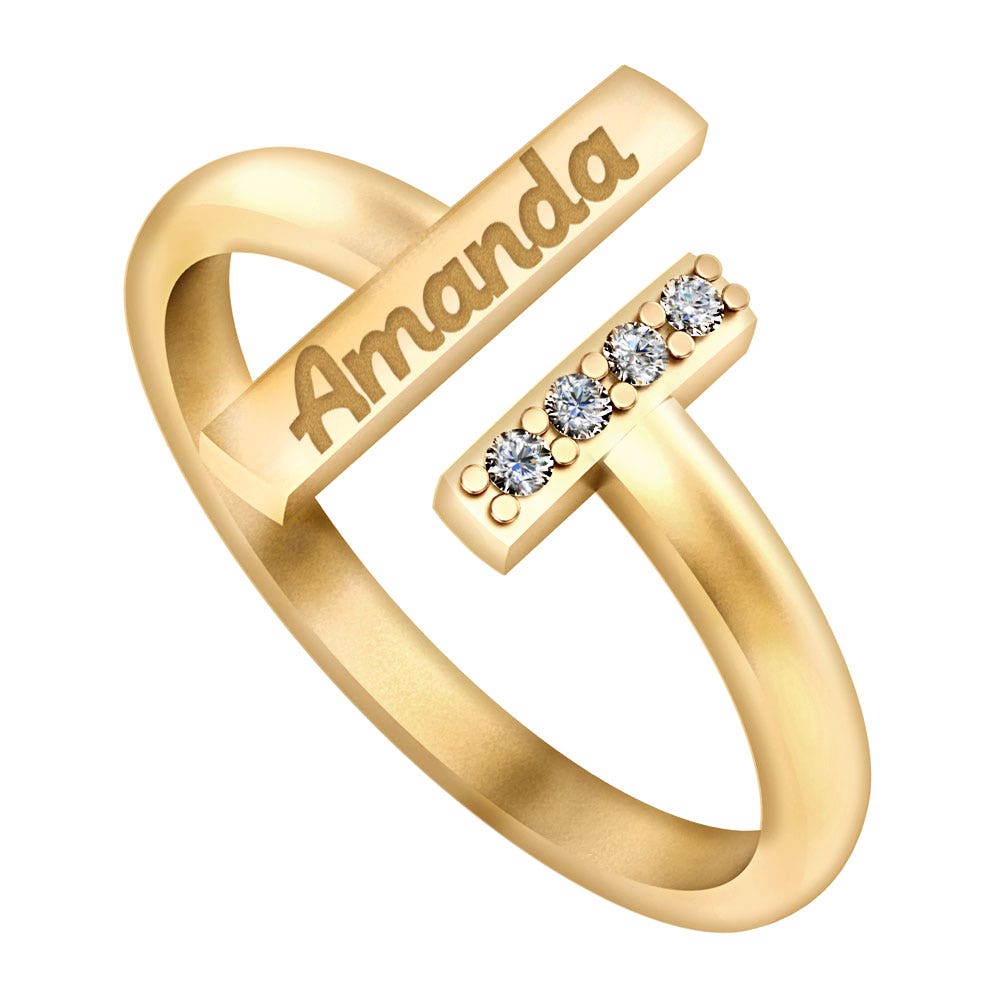 Exclusive Personalized Name Ring with Genuine Diamonds