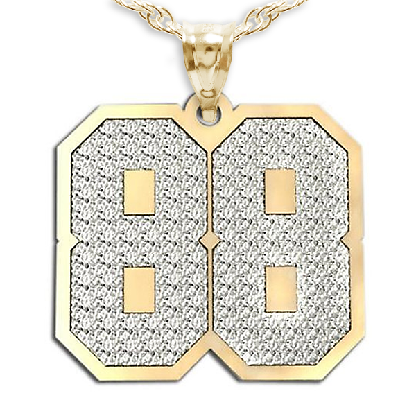Jersey Hammered 2 Digit Number Charm or  Pendant