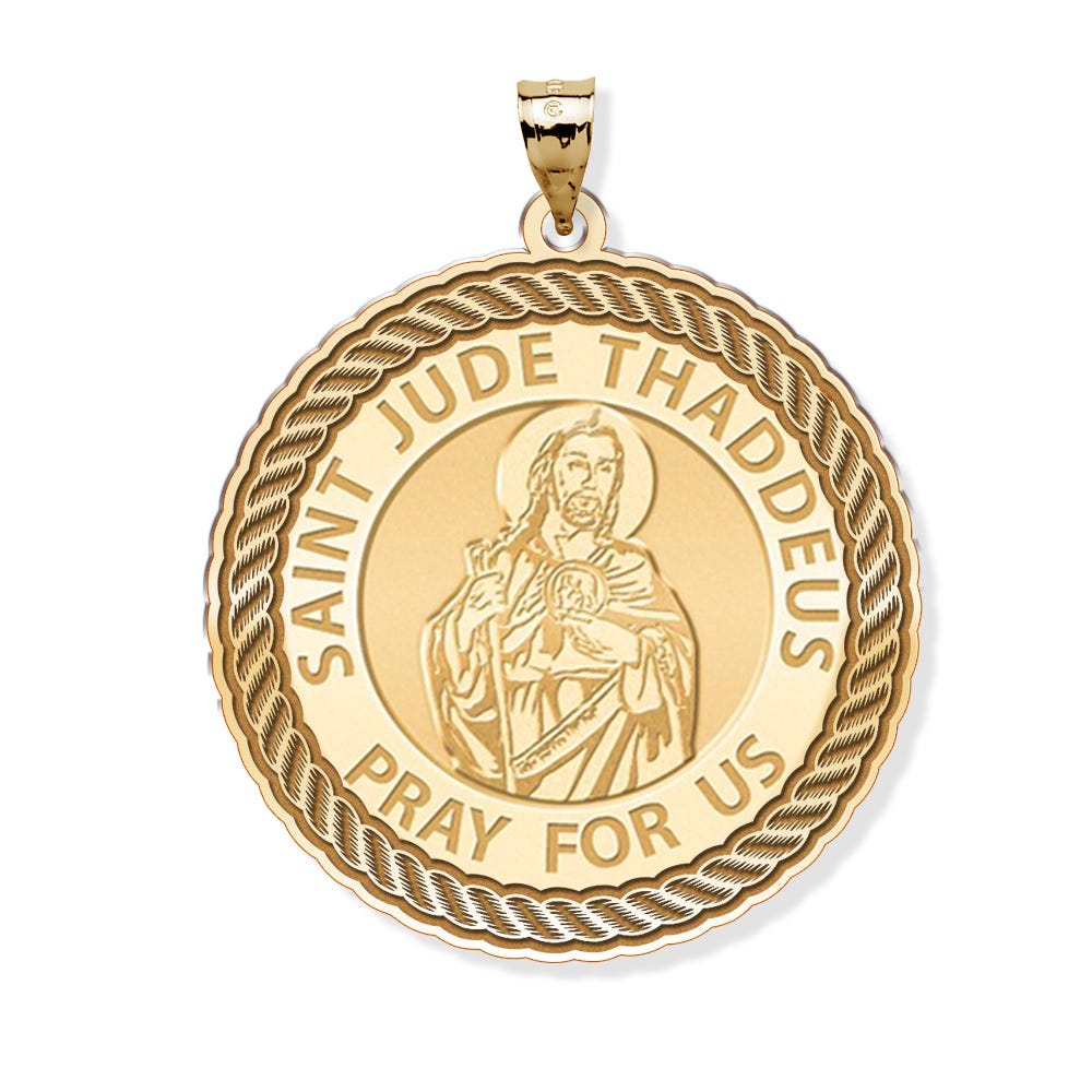 Saint Jude Round Rope Border Religious Medal